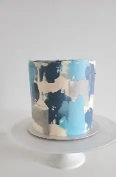 Blue abstract buttercream cake