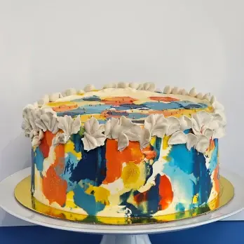 Colourful abstract buttercream cake