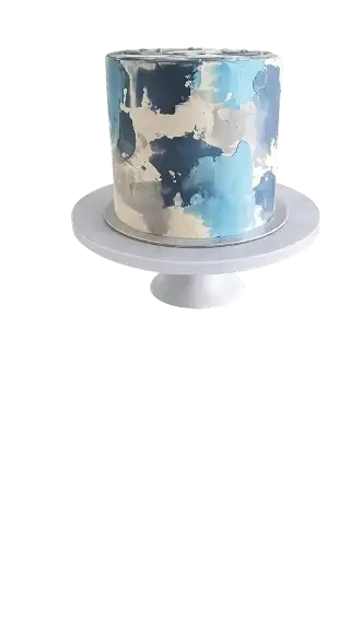 Light blue decorated buttercream cake