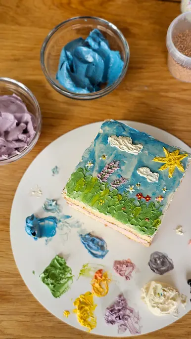 Landscape cake painting detail