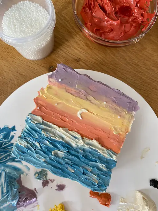 Sunset cake painting detail